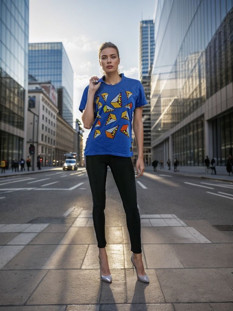 BLUSA AZUL JASPE PRISMAS POP