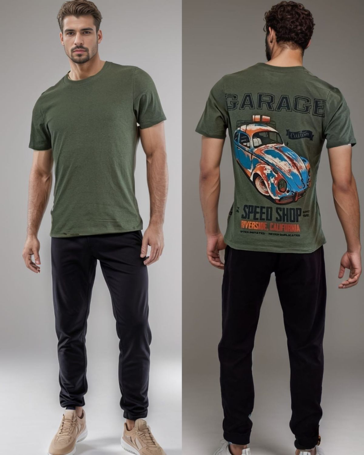 PLAYERA VERDE MILITAR GARAGE RAT