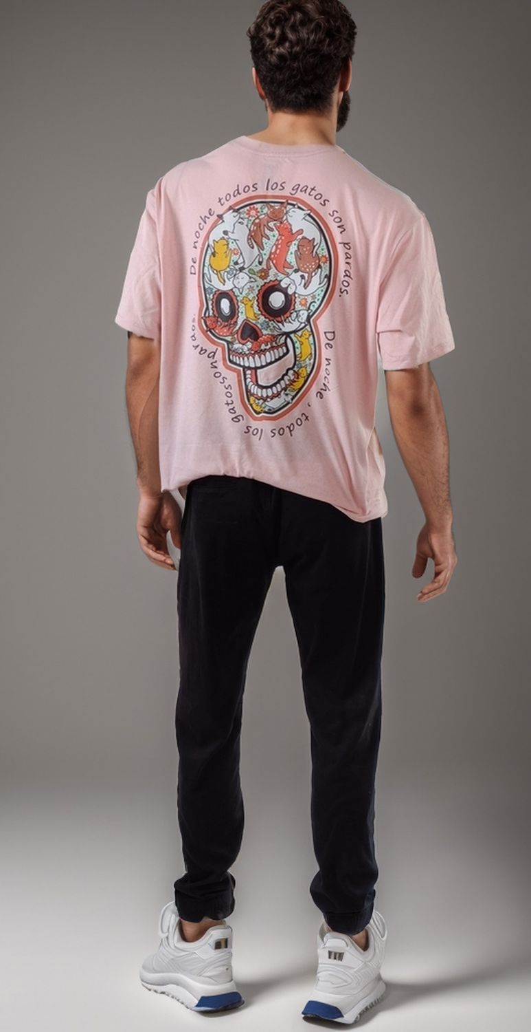 OVERSIZE  CALAVERA GATOS, Talla: UNI, COLOR: ROSA
