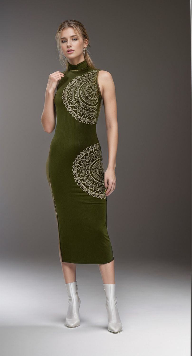 MAXI VEST	VERDE MILITAR FLOR MANDALA