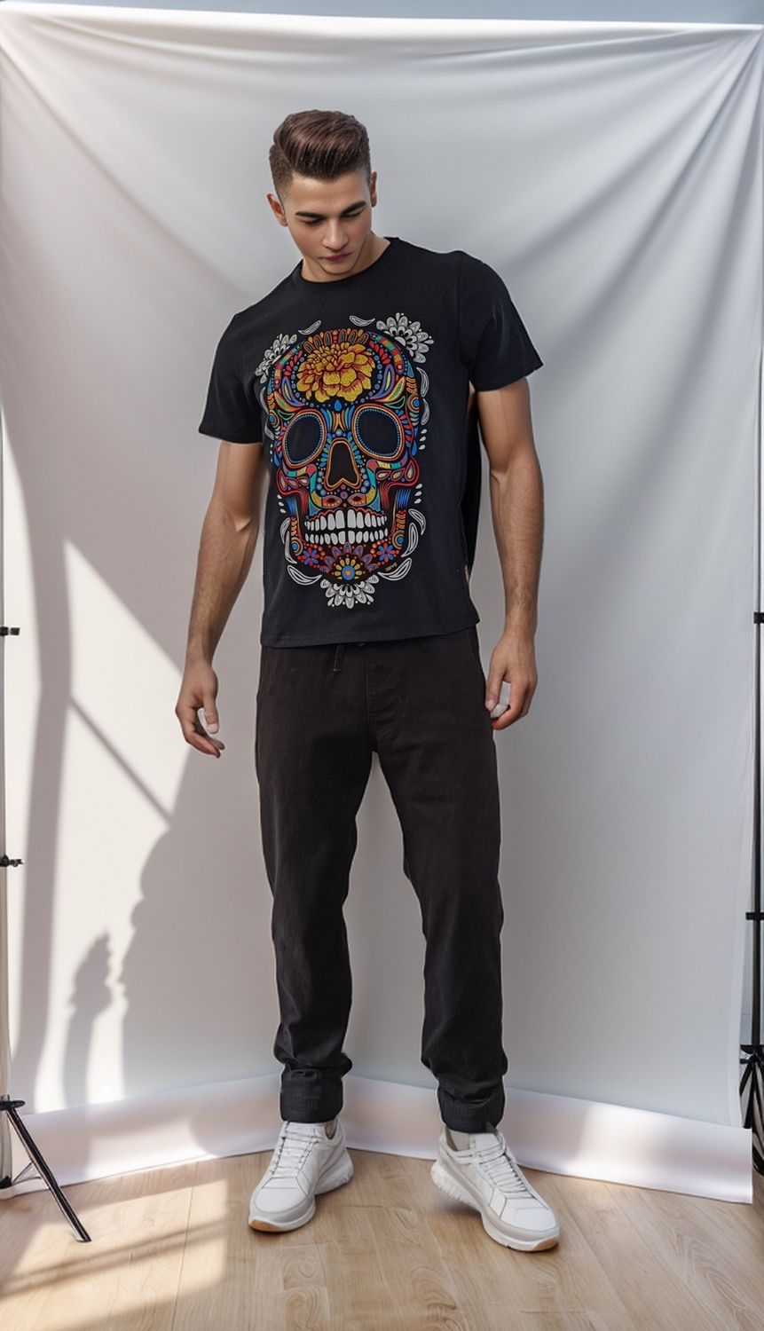 PLAYERA NEGRO CALAVERA CEMPASUCHIL