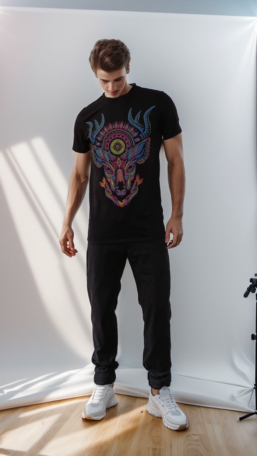 PLAYERA  NEGRO VENADO COSMO