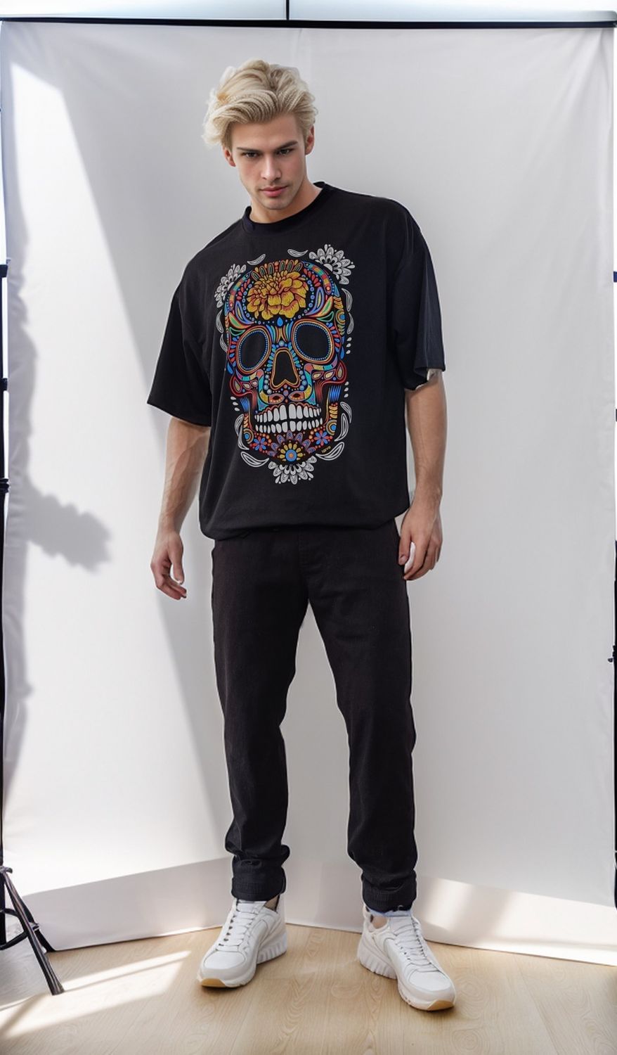 OVERSIZE NEGRO CALAVERA CEMPASUCHIL