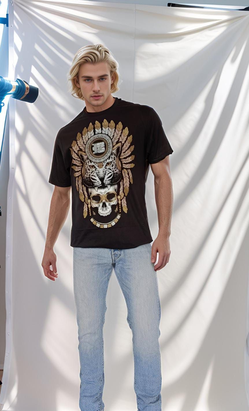 PLAYERA NEGRO CRANEO PENACHO JAGUAR