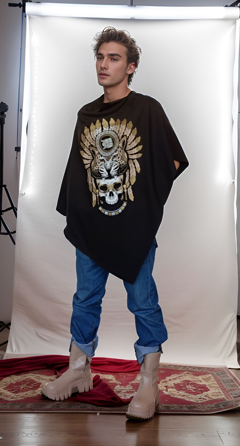 PONCHOL NEGRO CRANEO PENACHO JAGUAR