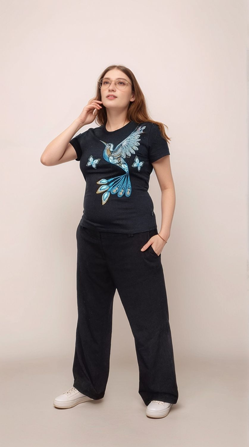 BLUSA NEGRA COLIBRI MARIPOSA