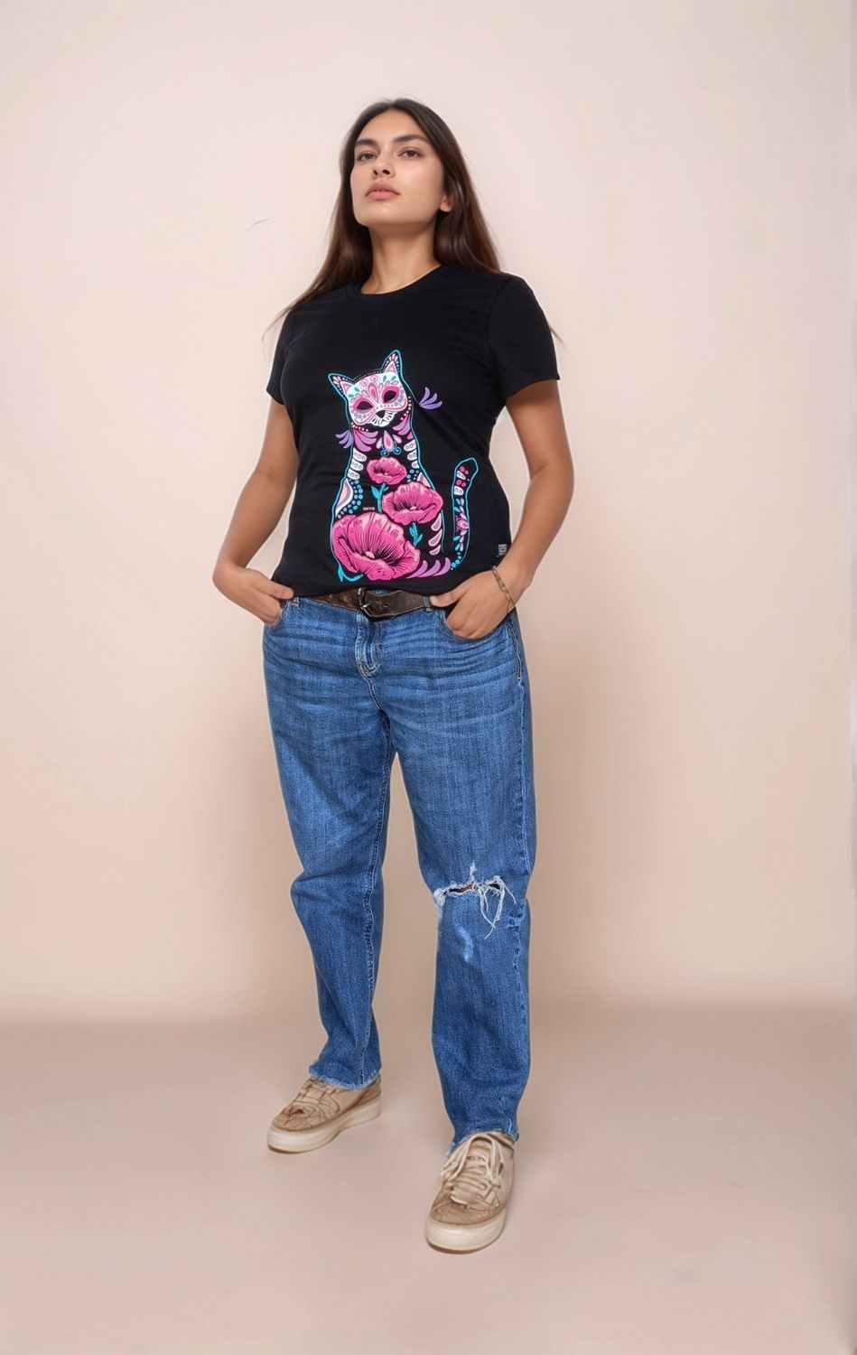 BLUSA NEGRO GATO CATRINA