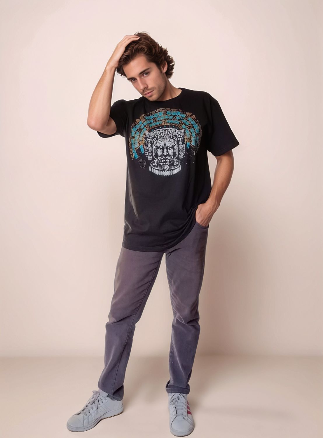 PLAYERA NEGRO ASTRONAUTA PREHISPÁNICO