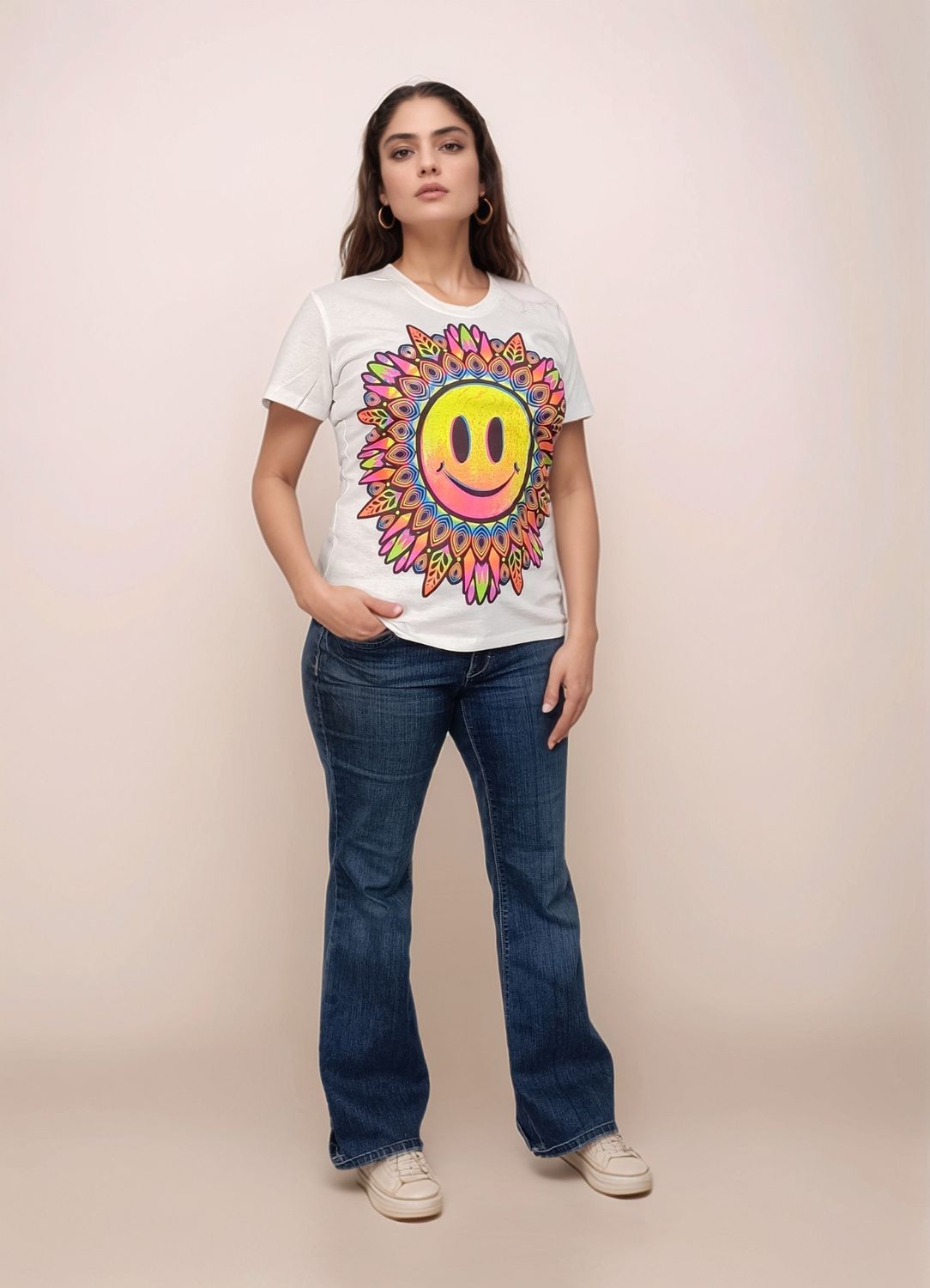 BLUSA BLANCA SMILEY TRIP