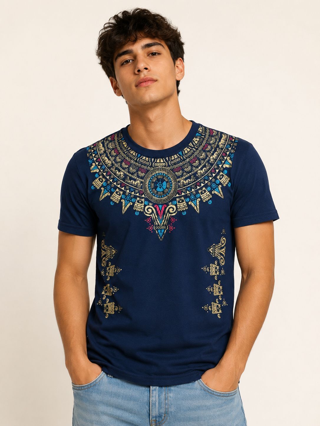 PLAYERA MARINO COLLAR PREHISPANICO S