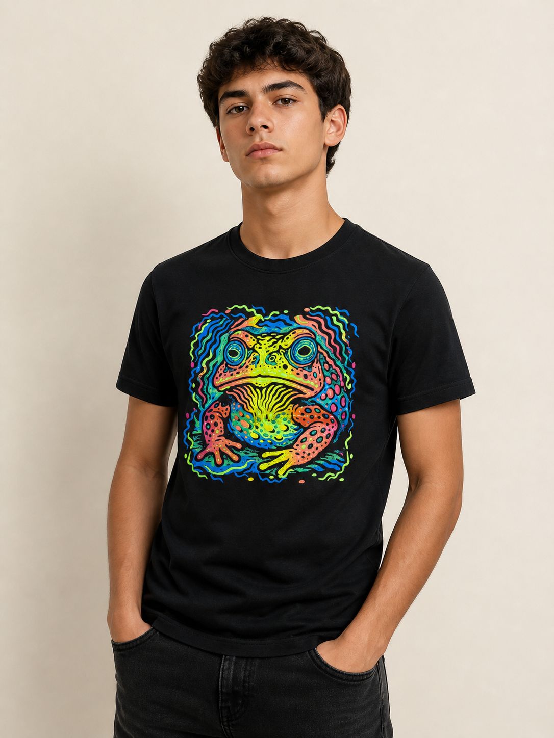 PLAYERA NEGRA SAPO TRIP