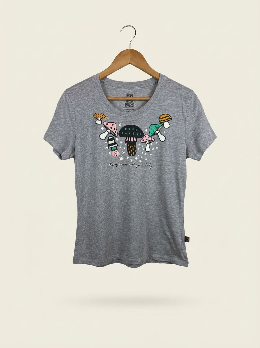 BLUSA GRIS COLLAR DE HONGOS