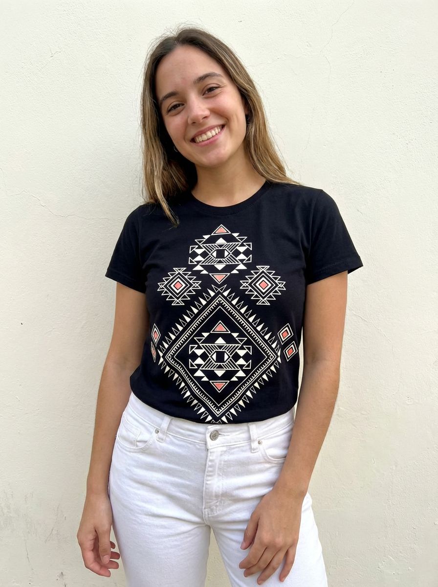 Blusa Negra Arte Navajo