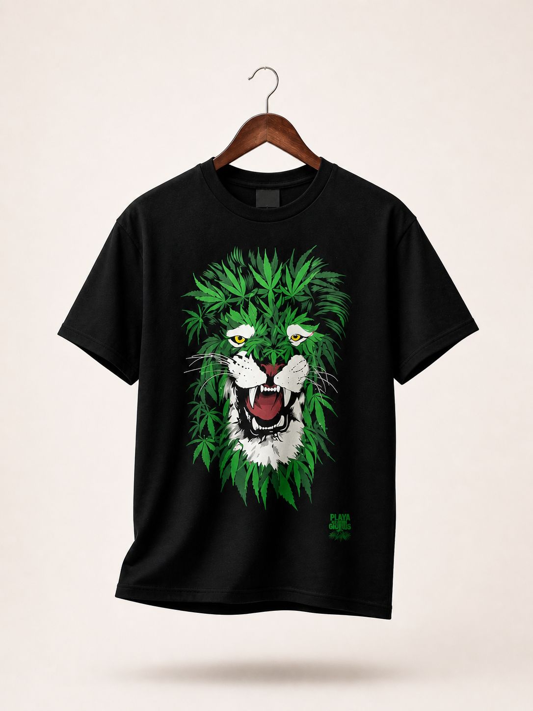 Playera Negra León Hojas 420