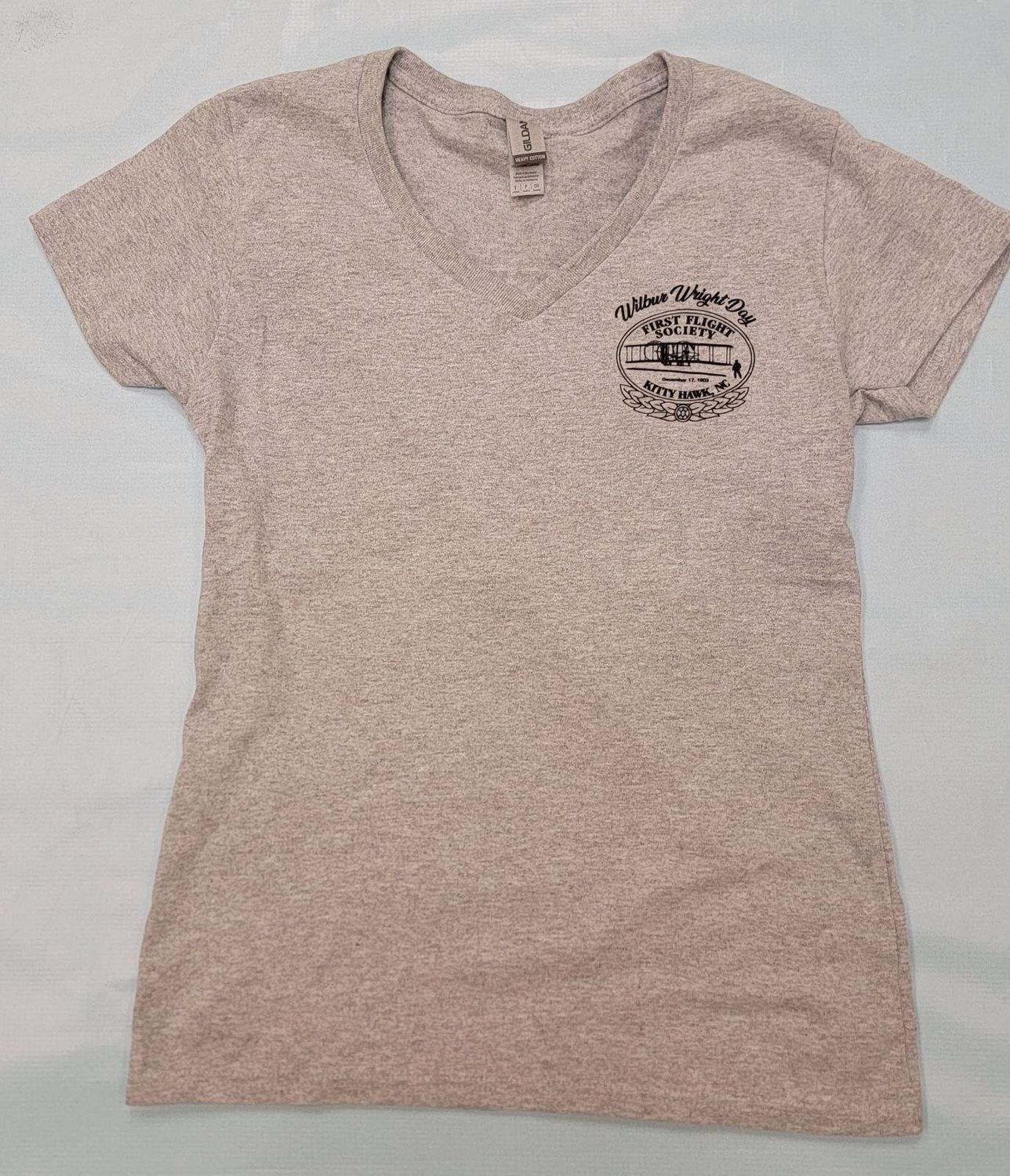 Wilbur Wright Day Ladies V-Neck T-Shirts (Grey)