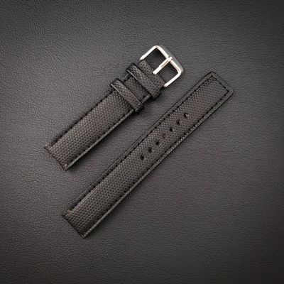 Black leather watch strap 18mm