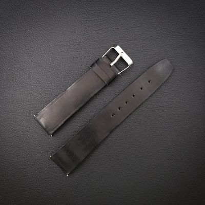 Black leather watch strap 18mm