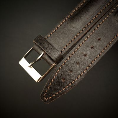 Unusual brown Vostok Classic Leather Bracelet - 18 mm, Silver Buckle