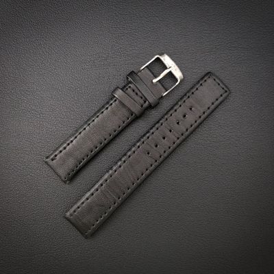 Black leather watch strap 18mm