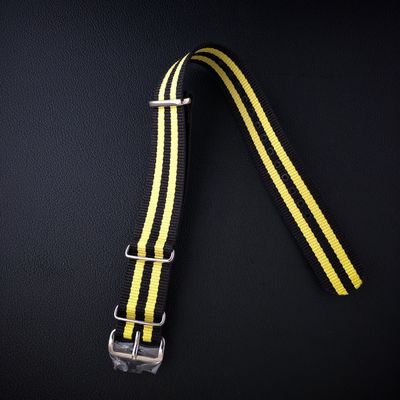 NATO Watch Band Black with Yellow Stripes - 20 mm