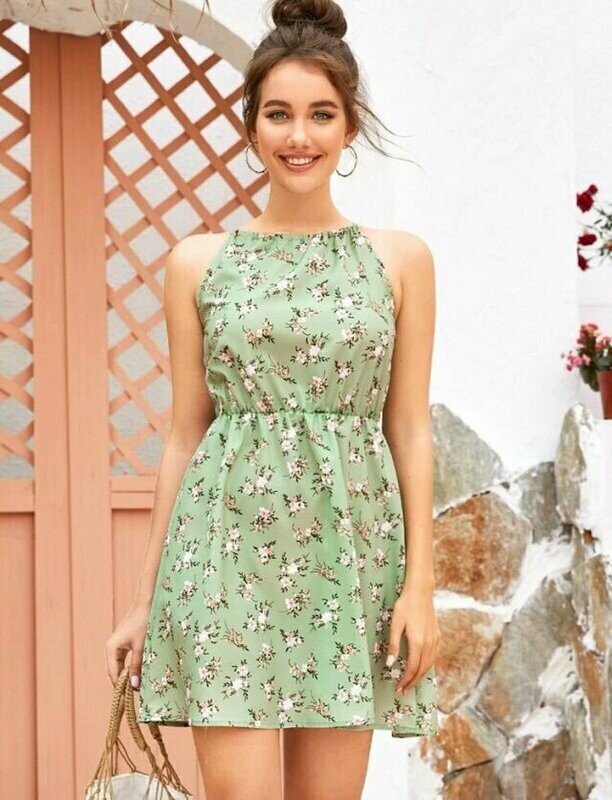Vestido halter floral de margarita