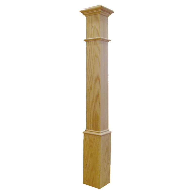 Box Newel 4-1/2&quot; Beaded - Oak