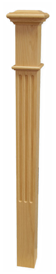 Box Newel 3-1/2&quot; Fluted - Oak