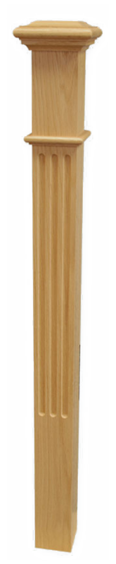 Box Newel 3-1/2&quot; Fluted - Oak