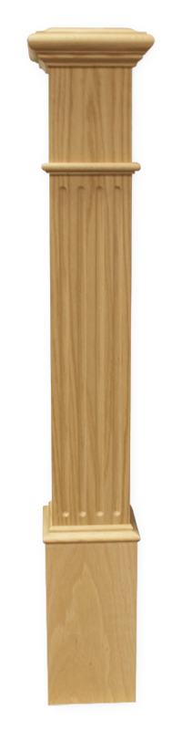 Box Newel 4-1/2&quot; Fluted - Oak