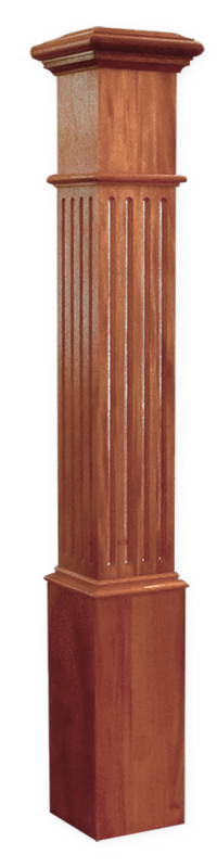 Box Newel 4-1/2&quot; Fluted - Sapele Mahogany