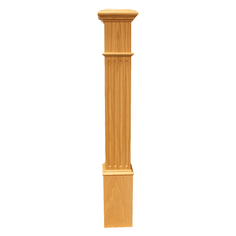 Box Newel 4-1/2&quot; Fluted - Maple