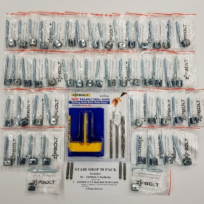 Stair Shop Zipbolt 50 Pack: Rail bolts, Guide &amp; Drivers