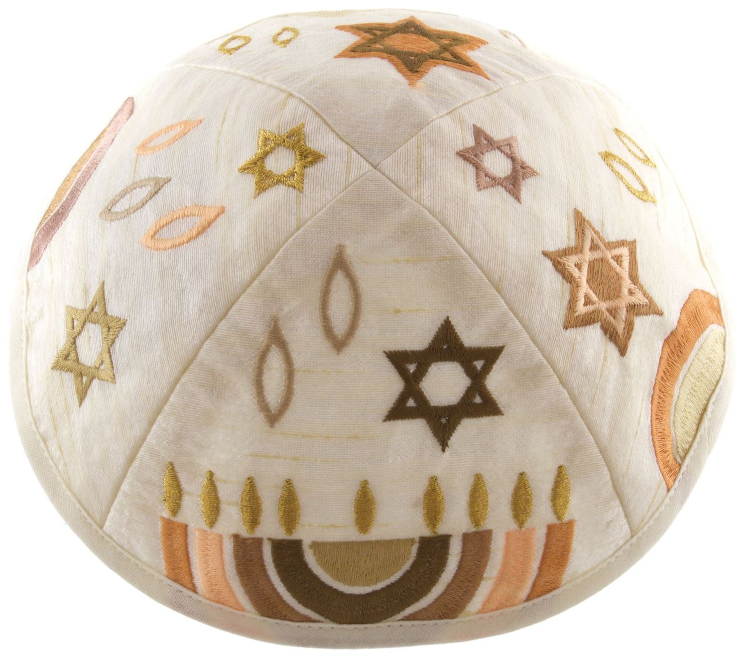 Kippa med gull og beige/ bruntoner