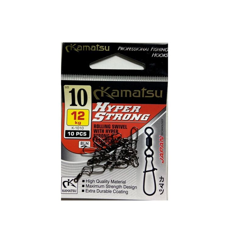 Kamatsu Rolling Swivel with hyper strong fastlock snap K-1010