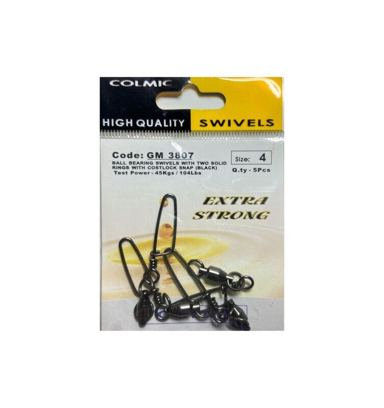 Ball bearing swivels with two solid rings with costlock snap GM 3807