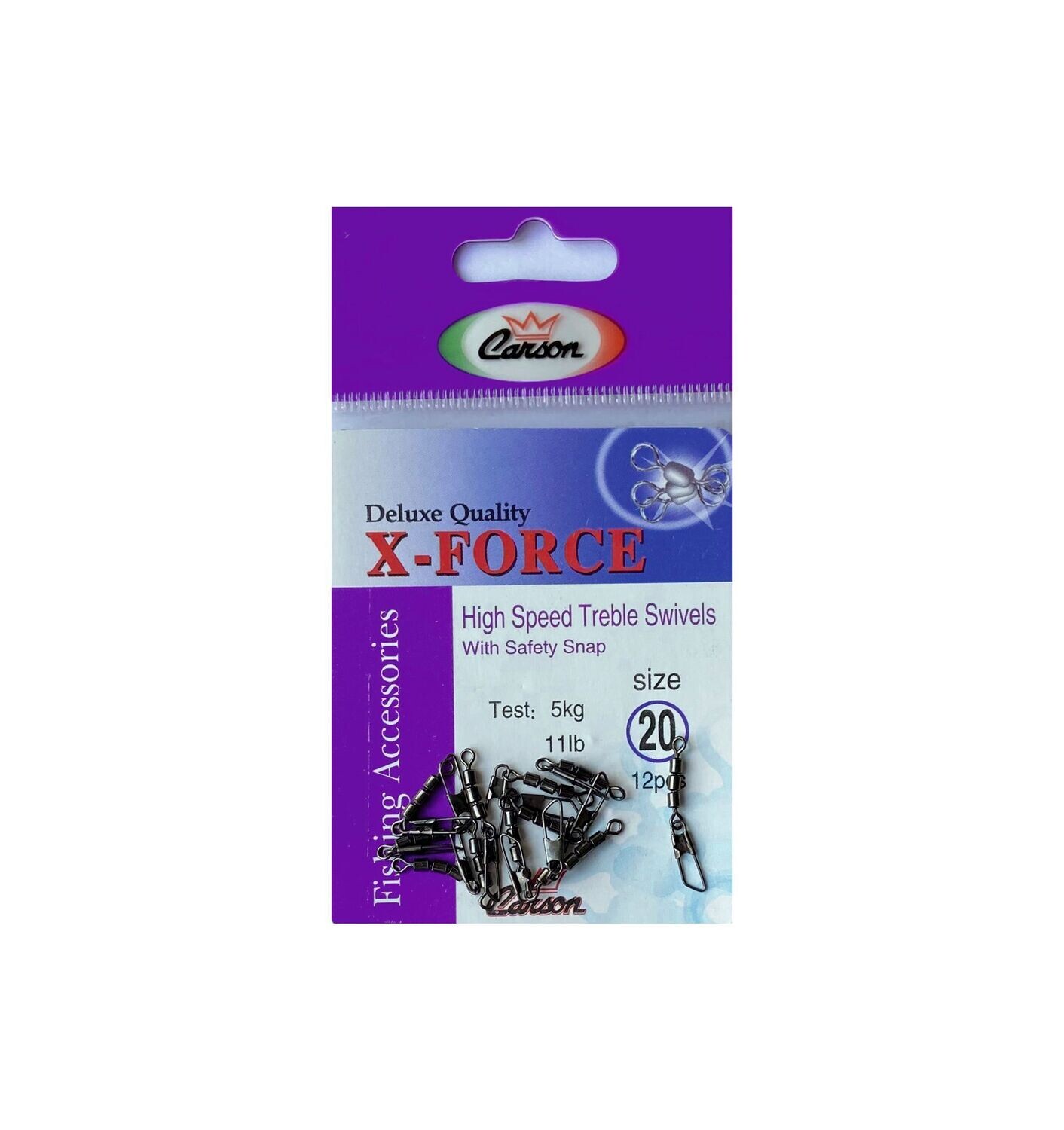 X-Force High Speed Treble swivels with safety snap