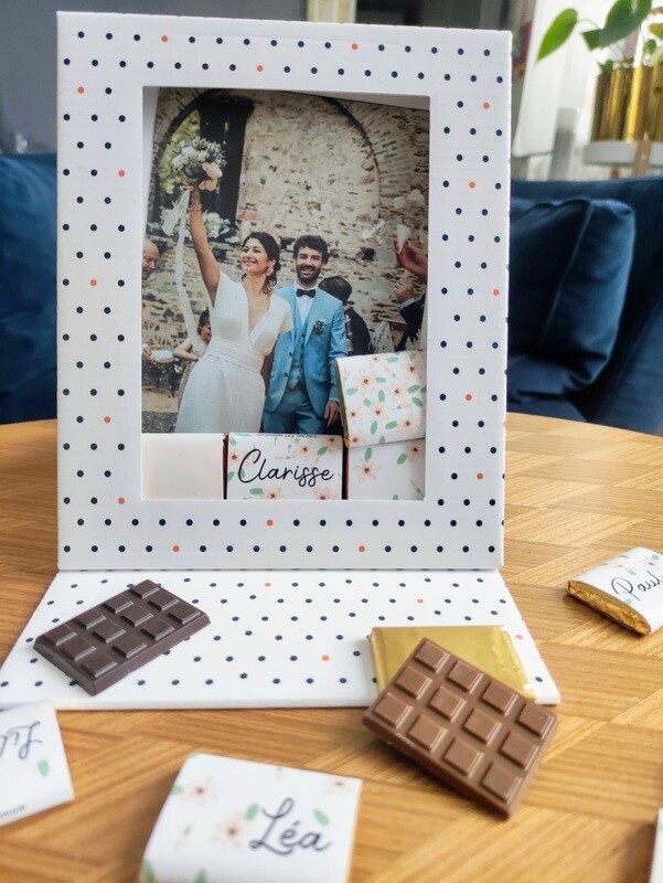 Plan de table chocolats & photo, mariage, cadeau original écologique pour vos événements