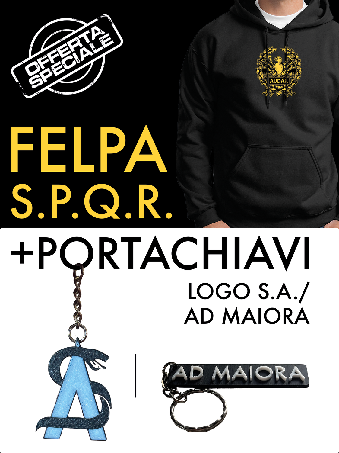 Pacchetto:  Felpa S.P.Q.R. + Portachiavi