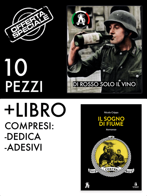 Pacchetto: 10 adesivi + Libro &quot;Il sogno di Fiume&quot;