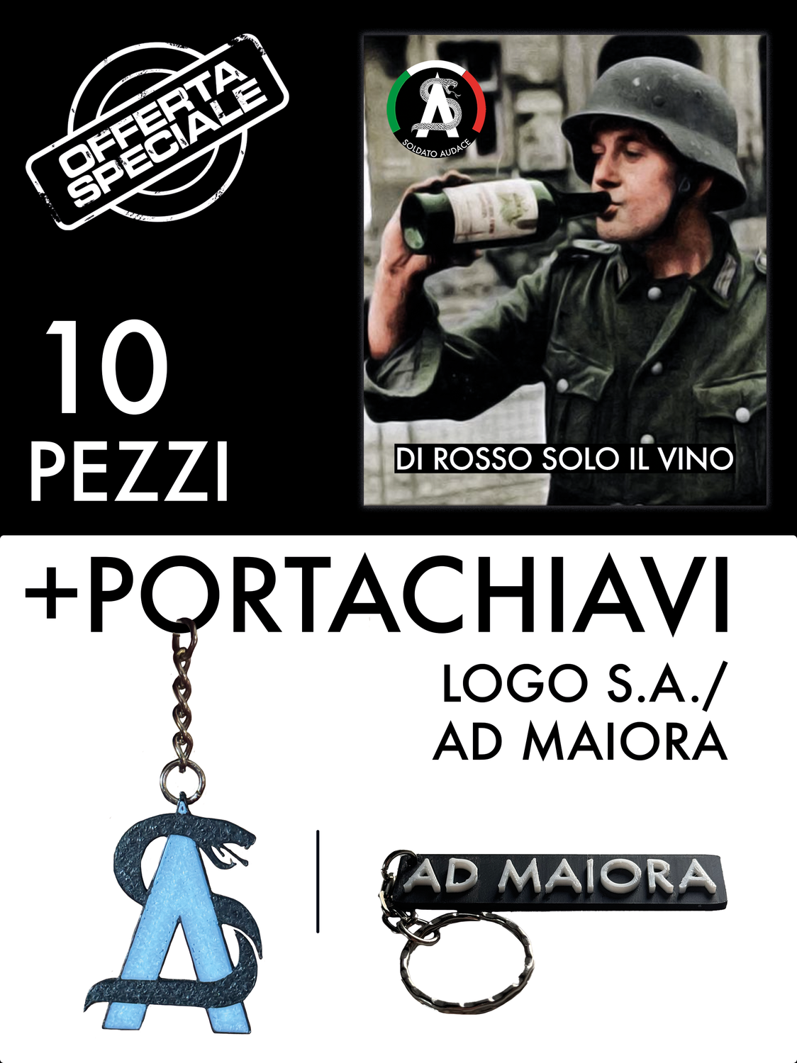 Pacchetto: 10 adesivi + portachiavi
