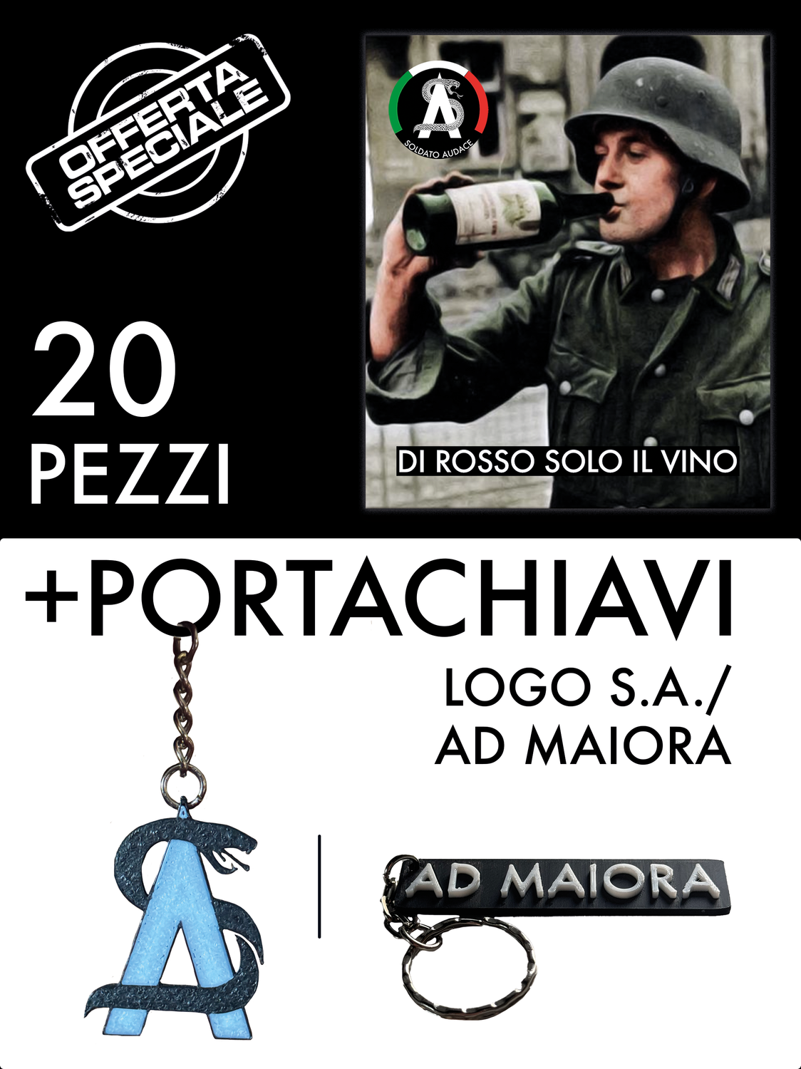 Pacchetto: 20 adesivi + portachiavi