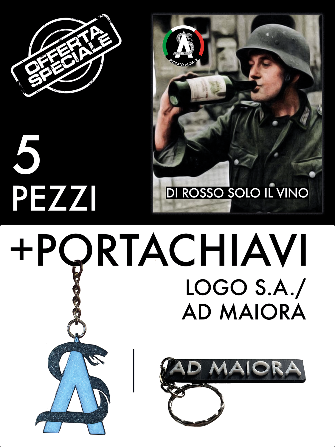 Pacchetto: 5 adesivi + portachiavi