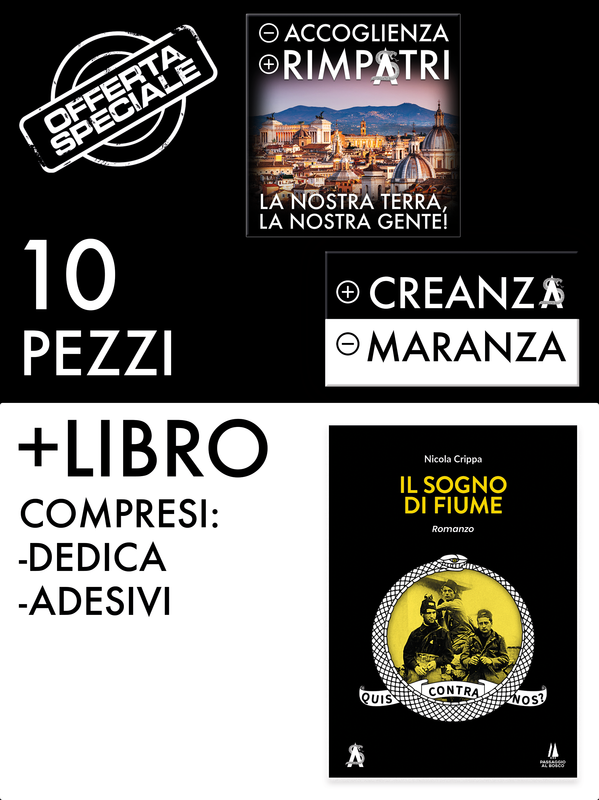 Pacchetto: 10 adesivi + Libro &quot;Il sogno di Fiume&quot;
