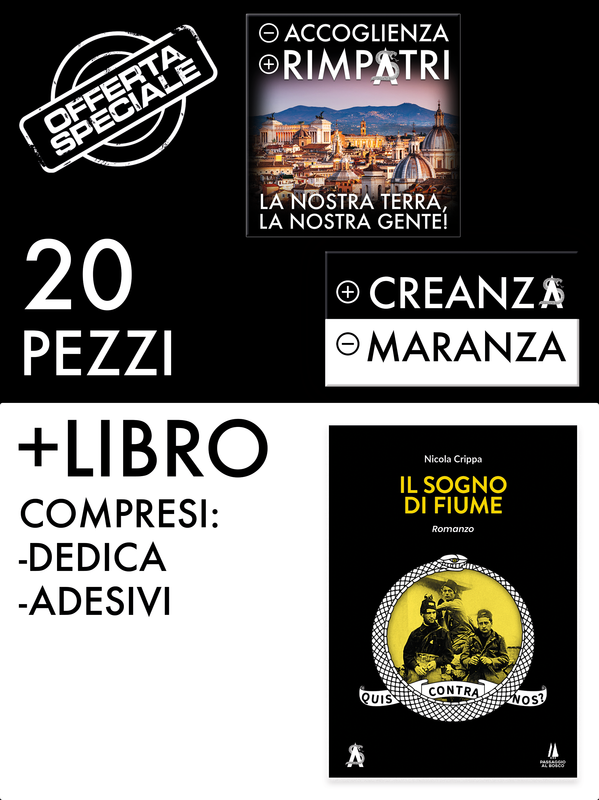 Pacchetto: 20 adesivi + Libro &quot;Il sogno di Fiume&quot;
