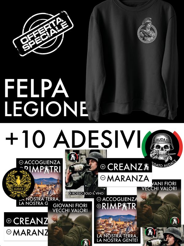Paccetto: Felpa Legione + 10 Adesivi