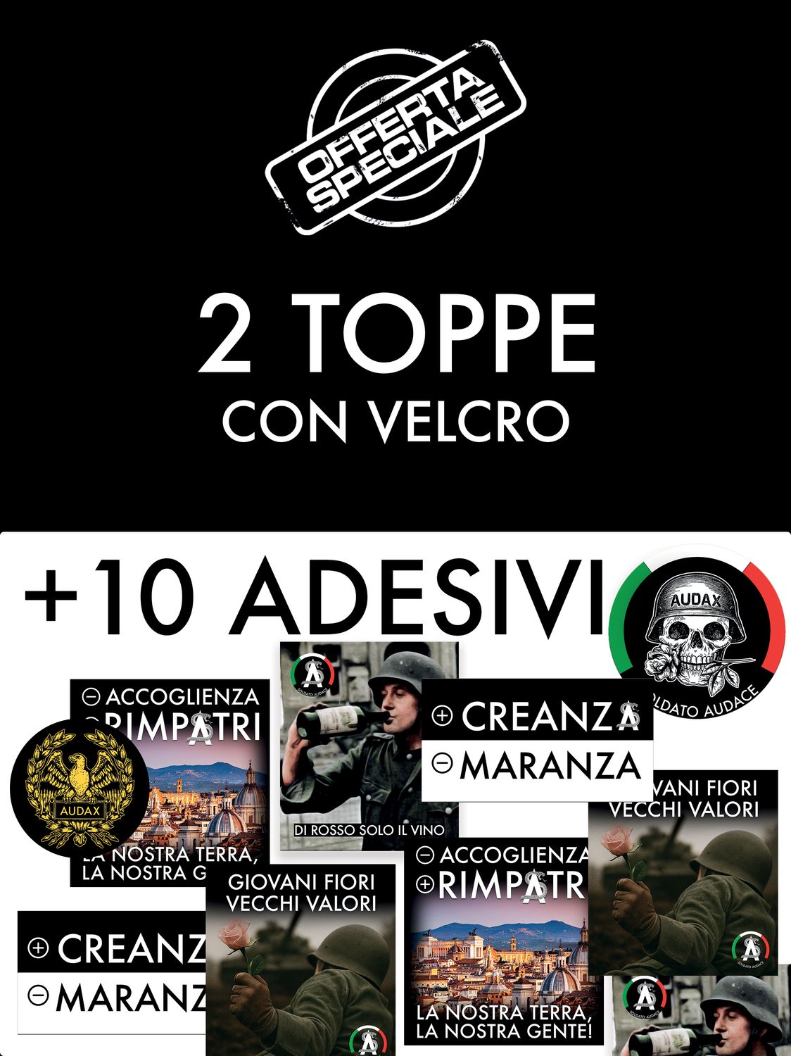 Pacchetto: 2 Toppe + Adesivi