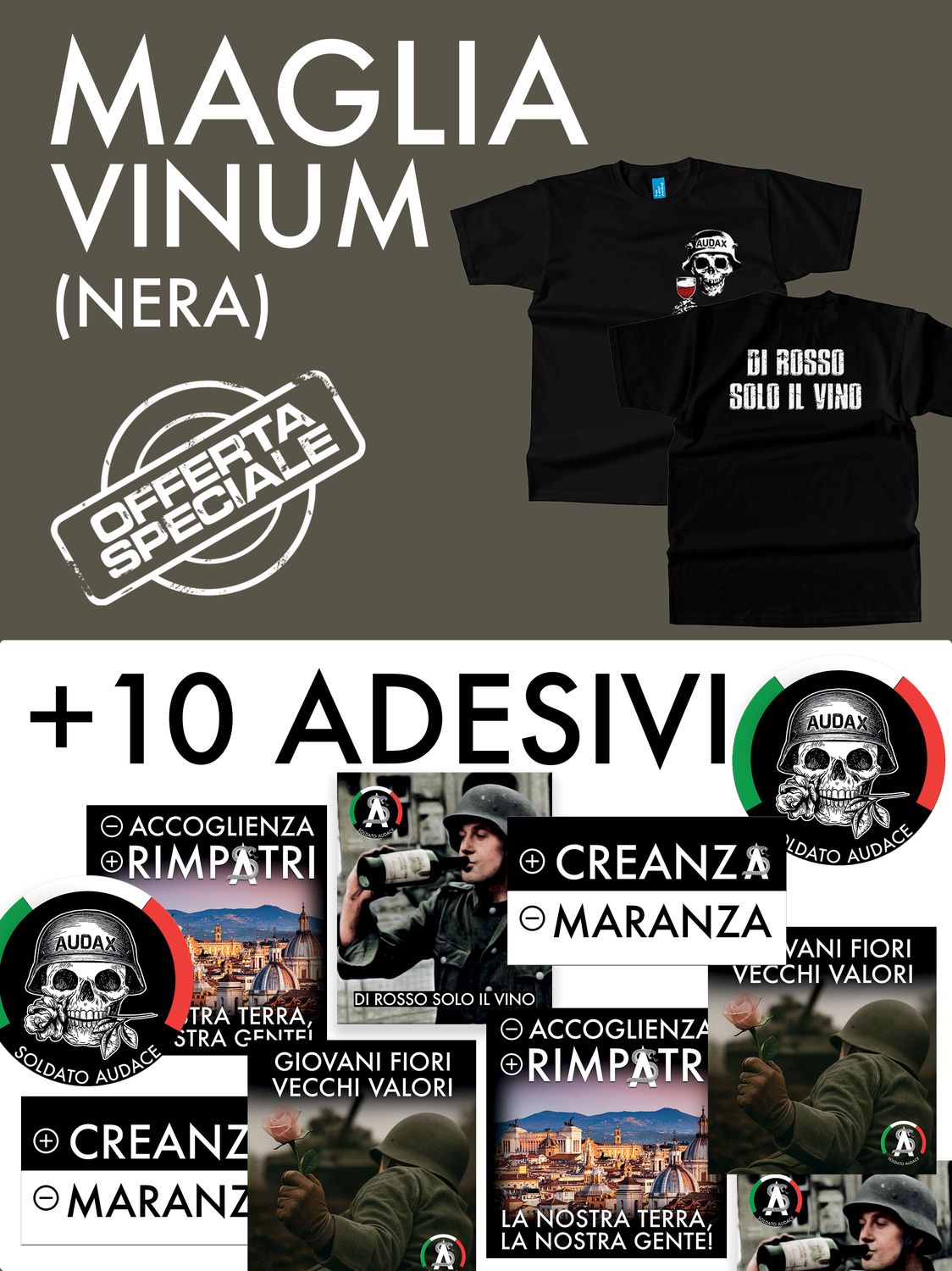 Pacchetto: adesivi e maglia Vinum (nera)