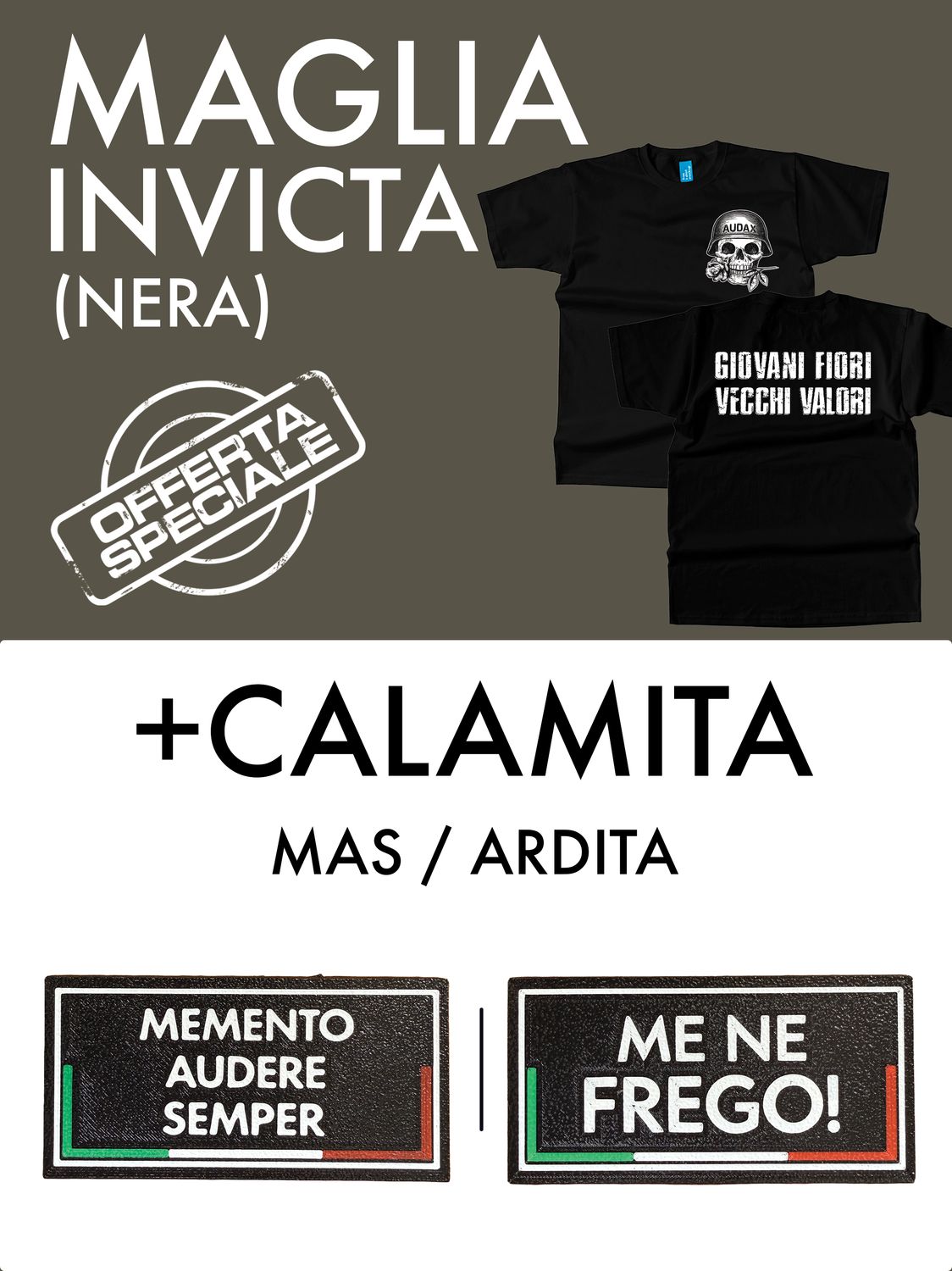 Pacchetto: calamita e maglia Invicta (nera)