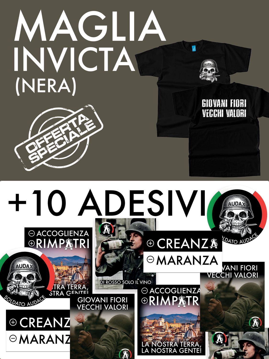 Pacchetto: adesivi e maglia Invicta (nera)