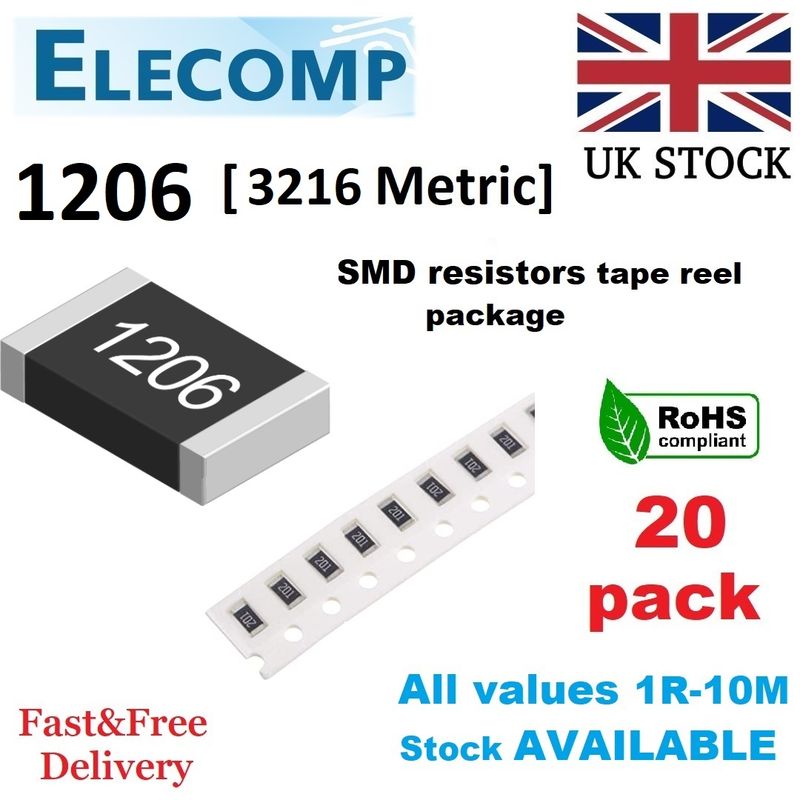 1206 SMD Resistors 1%,5% Full E24 Range 0R - 10M (buy here over 100pcs)